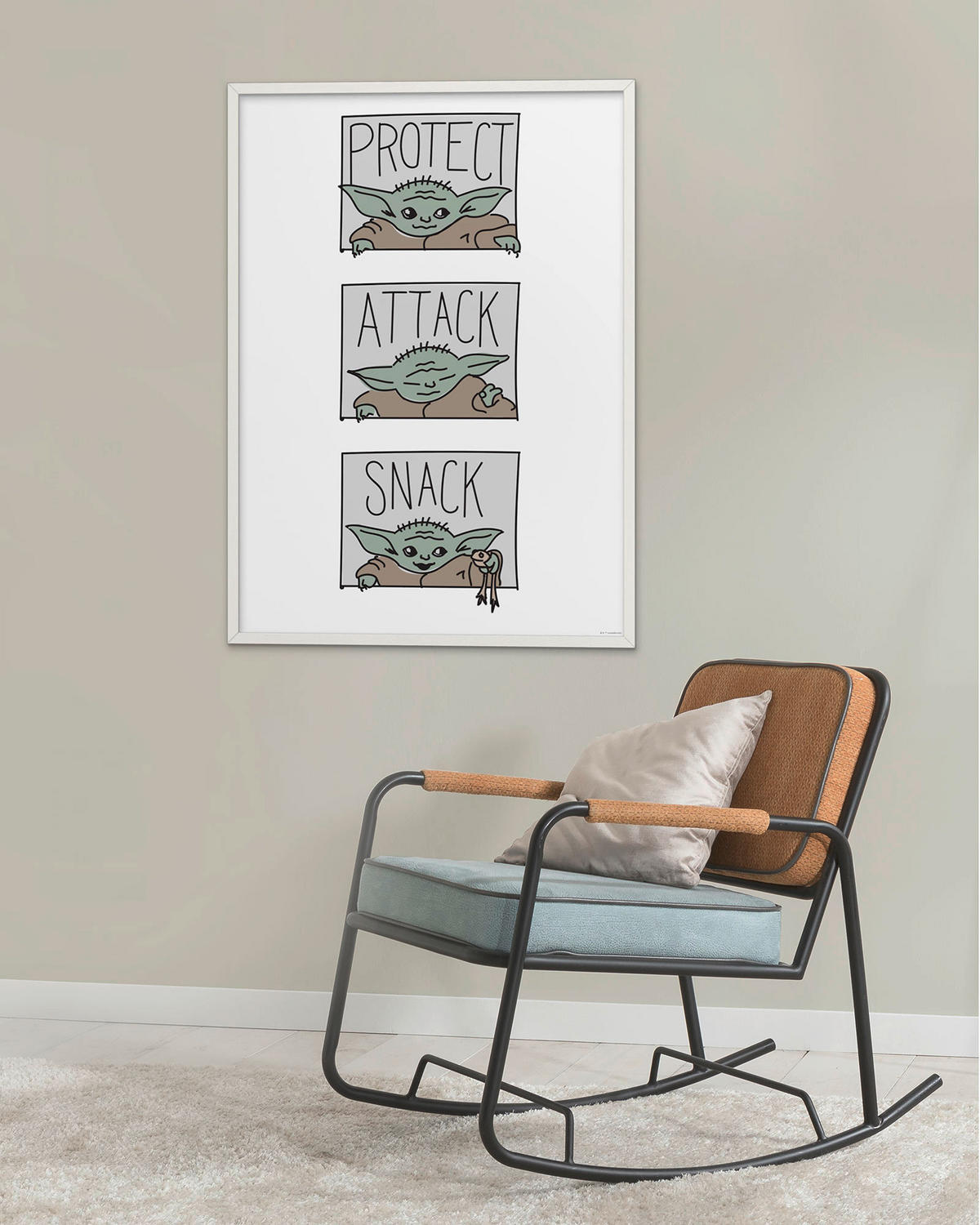 Komar Poster Mandalorian The Child Protect Attac Disney B/L: ca. 40x50 cm Mandalorian The Child Protect Attac - (40,00/50,00cm) - Komar