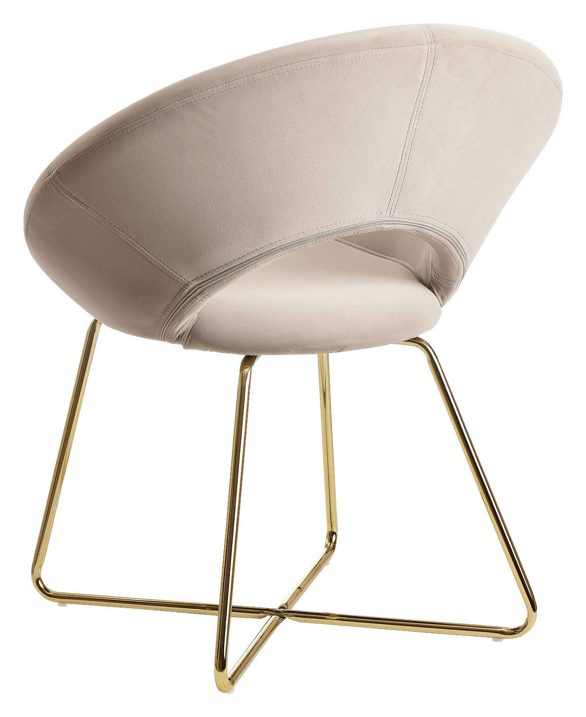 Stuhl beige gold Samt Eisen B/H/T: ca. 57x83x60 cm Esszimmerstuhl - gold/beige (57,00/83,00/60,00cm) - Wohnling
