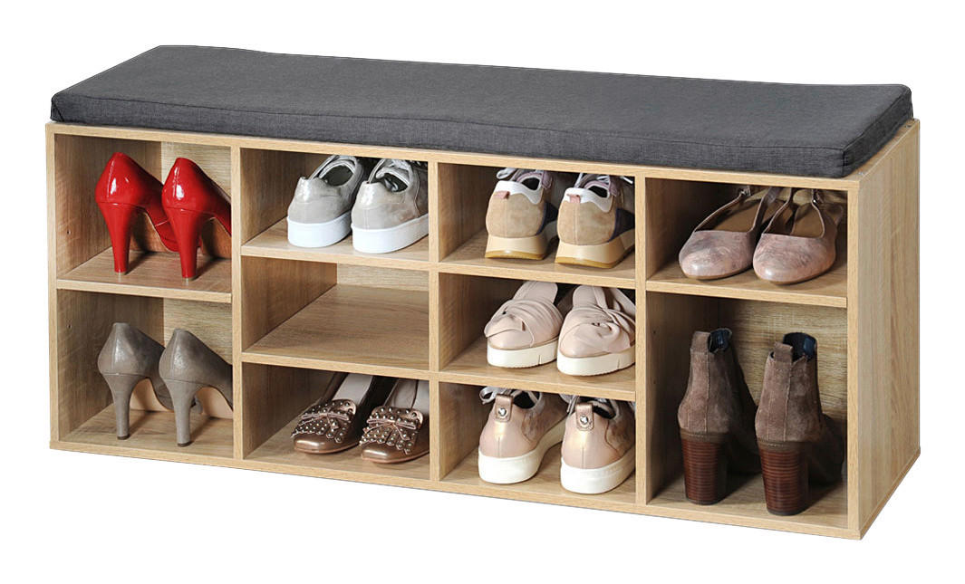 Kesper Schuhregal natur Spanplatte B/H/T: ca. 103,5x48x29,5 cm Schuhregal_mit_Sitzkissen - natur (103,50/48,00/29,50cm) - Kesper