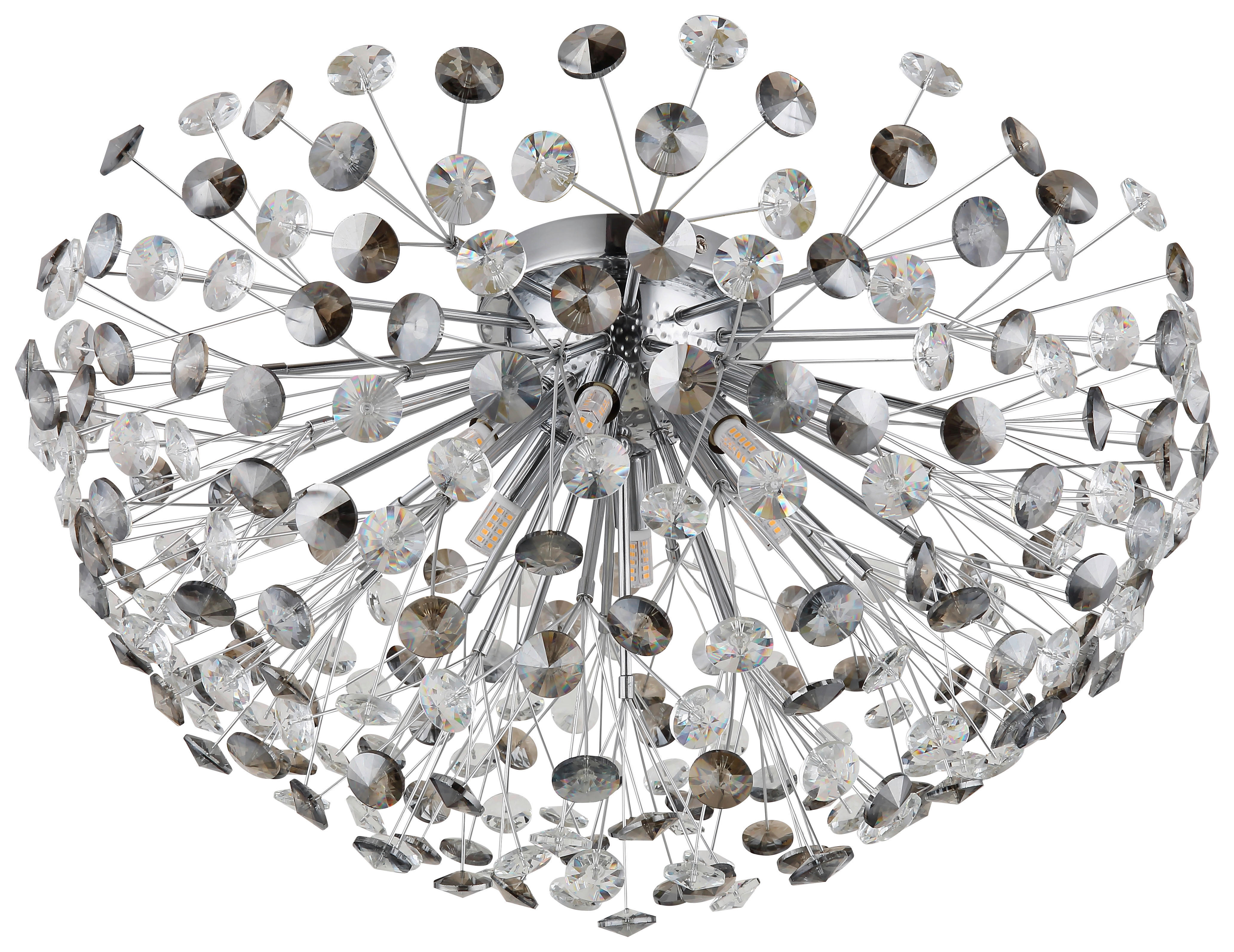 GLOBO LED-Deckenleuchte Rauch Chrom Metall H/D: ca. 32,5x60 cm 6 Brennstellen KATRINA - Chrom/Rauch (60,00/32,50cm) - GLOBO