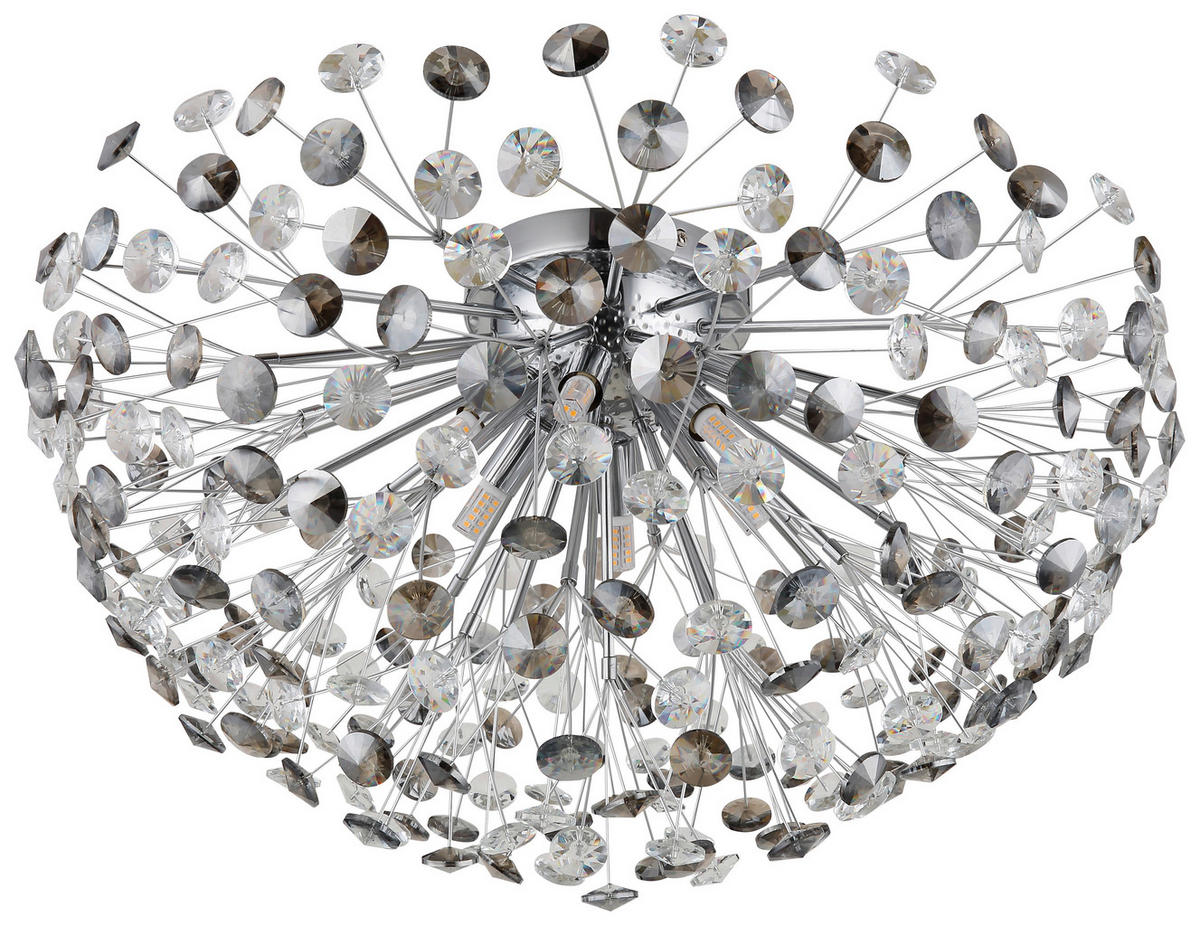 GLOBO LED-Deckenleuchte Rauch Chrom Metall H/D: ca. 32,5x60 cm 6 Brennstellen KATRINA - Chrom/Rauch (60,00/32,50cm) - GLOBO
