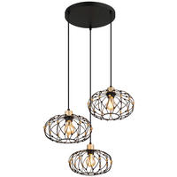 GLOBO Pendelleuchte mattschwarz Metall H/D: ca. 150x54,9 cm E27 3 Brennstellen GREYS - mattschwarz (54,90/150,00cm) - GLOBO