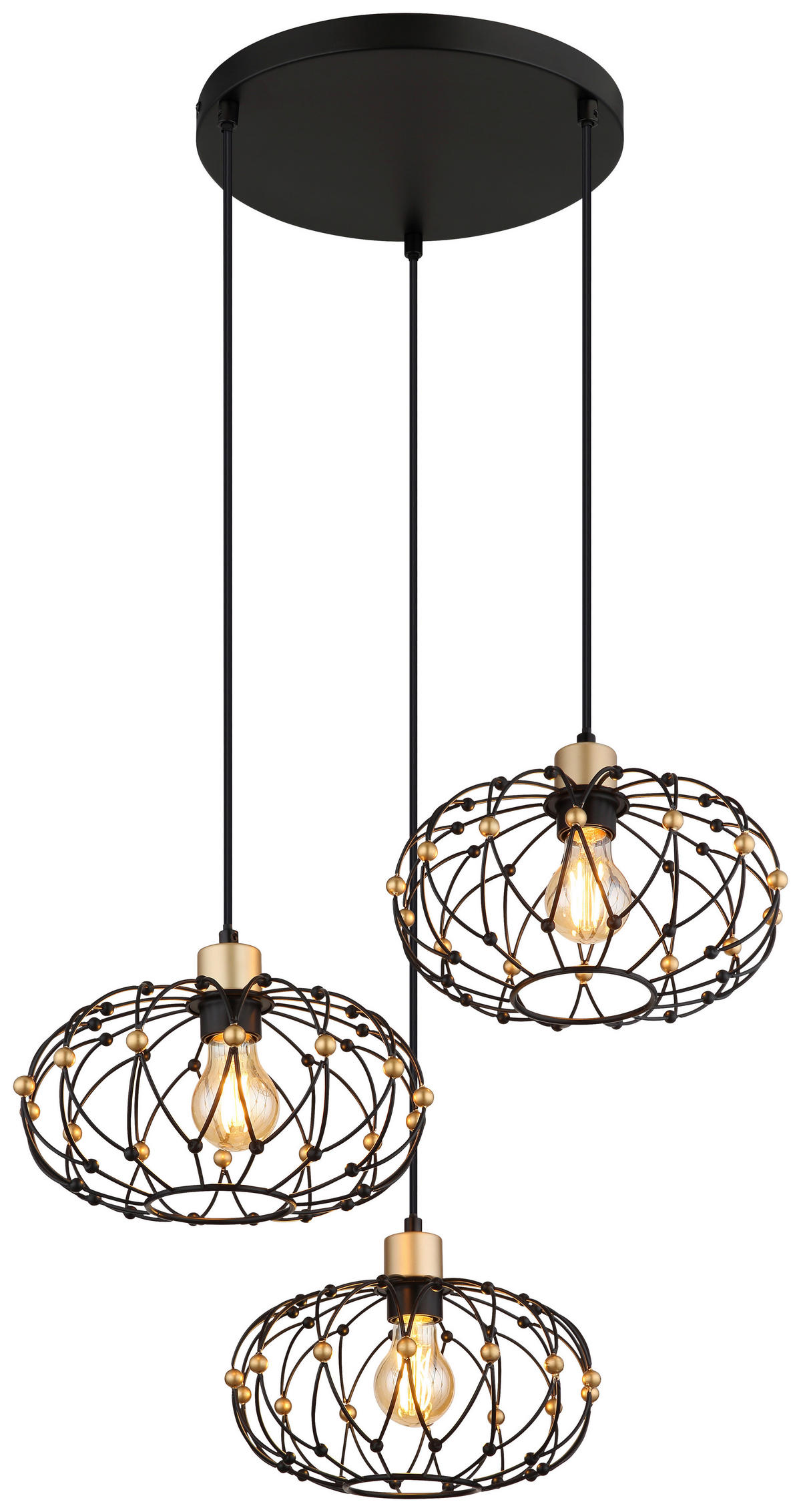 GLOBO Pendelleuchte mattschwarz Metall H/D: ca. 150x54,9 cm E27 3 Brennstellen GREYS - mattschwarz (54,90/150,00cm) - GLOBO