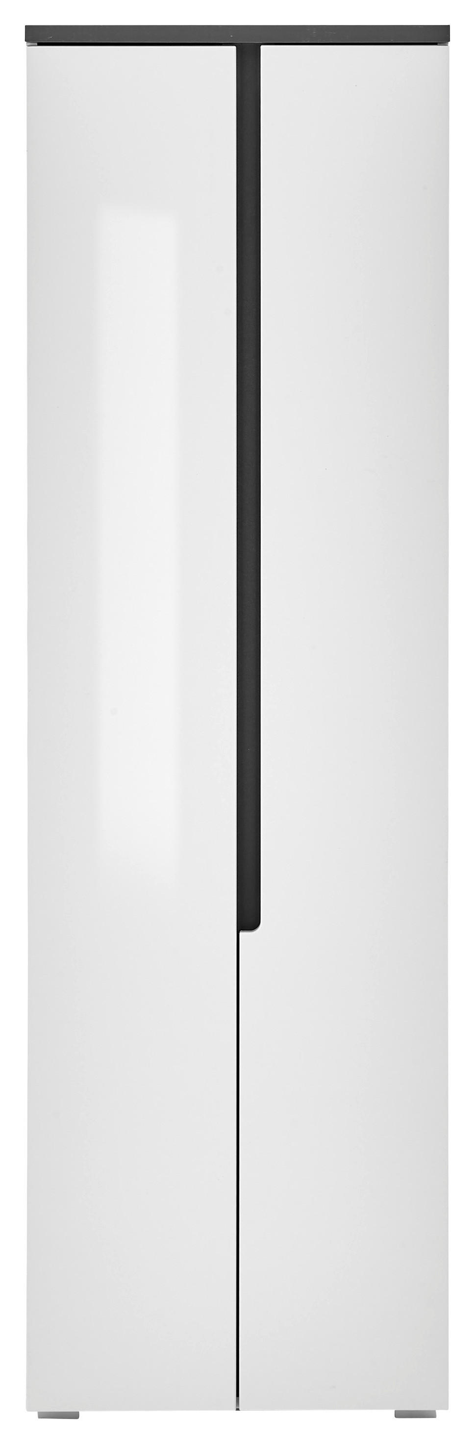 Garderobenschrank Boston weiß weiß Hochglanz anthrazit B/H/T: ca. 60x197x38 cm Boston - weiß/anthrazit (60,00/197,00/38,00cm)