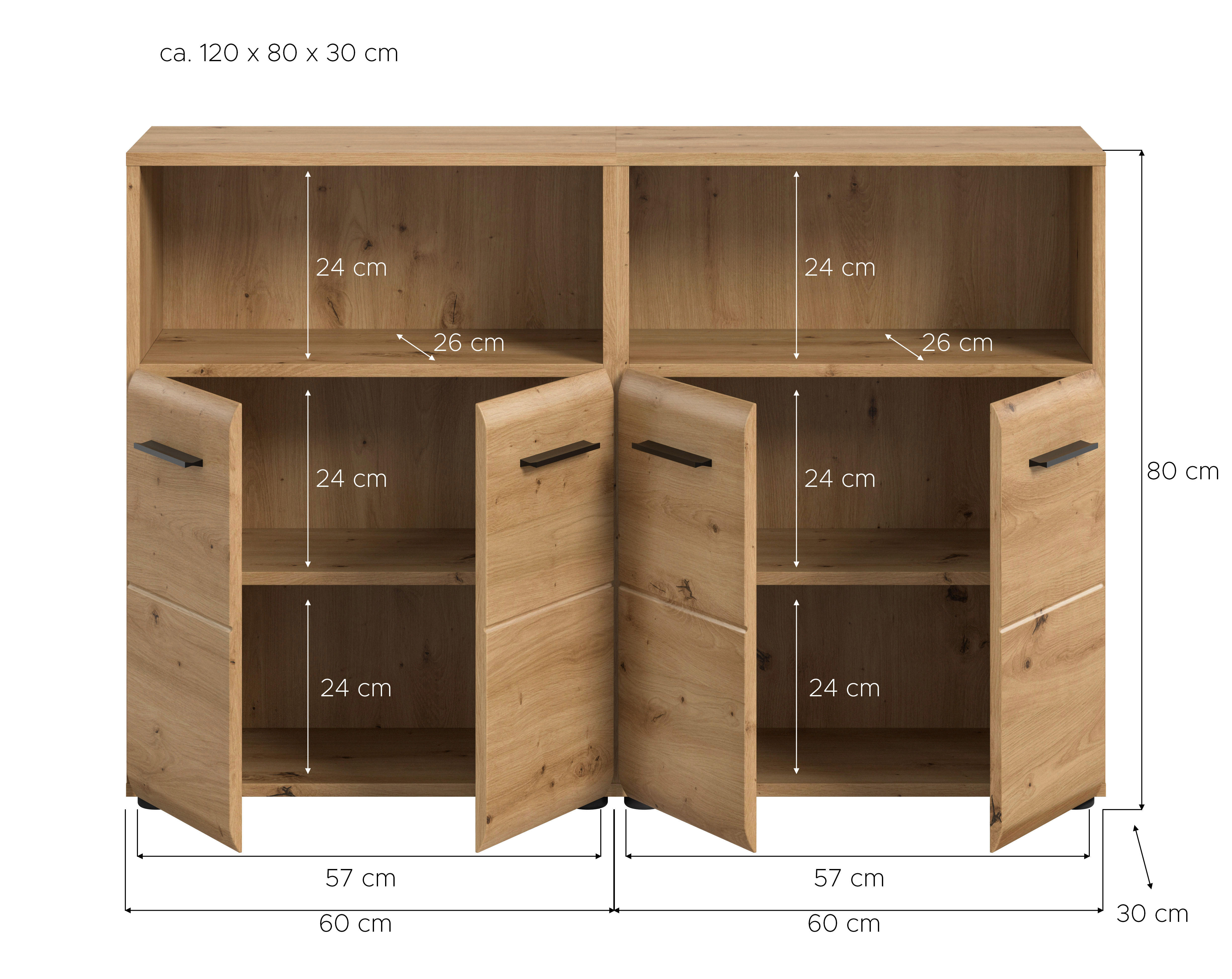 Badezimmer-Set Ice Artisan Oak Nachbildung B/H/T: ca. 120x80x30 cm Ice - (120,00/80,00/30,00cm) - xonox.home