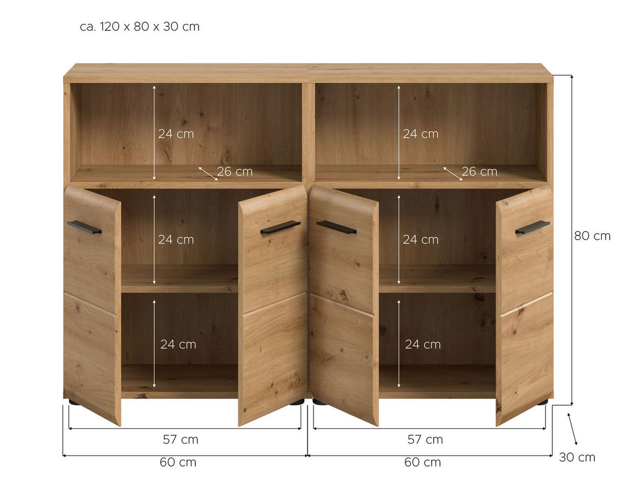 Badezimmer-Set Ice Artisan Oak Nachbildung B/H/T: ca. 120x80x30 cm Ice - (120,00/80,00/30,00cm) - xonox.home
