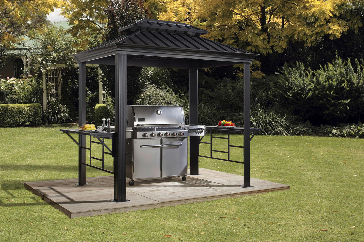 Sojag Pavillon Messina BBQ anthrazit Stahl B/H/L: ca. 292x262x179 cm Messina BBQ - anthrazit (179,00/292,00/262,00cm) - Sojag