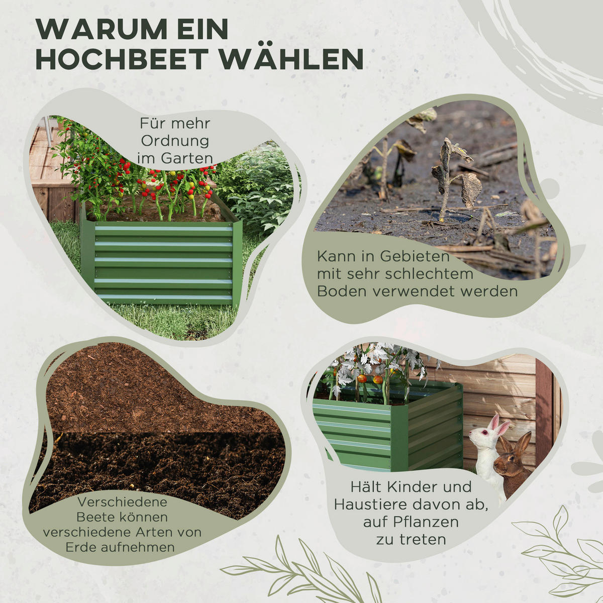 Outsunny Hochbeet grün Stahl B/H/L: ca. 90x59x180 cm Hochbeet - grün (180,00/90,00/59,00cm) - Outsunny