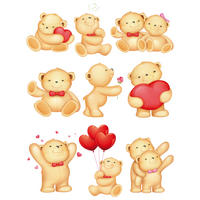 Dekosticker bunt B/L: ca. 50x70 cm 2 tlg. Dekosticker Teddys in Love - bunt (50,00/70,00cm)