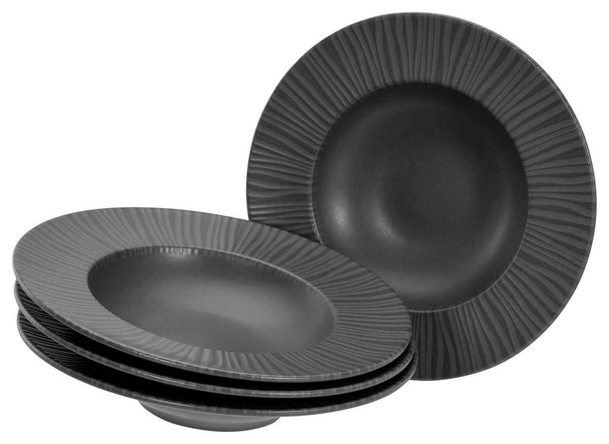CreaTable Pastateller-Set Vesuvio schwarz Steinzeug H/D: ca. 6x27 cm Vesuvio - schwarz (27,00/6,00cm) - CreaTable