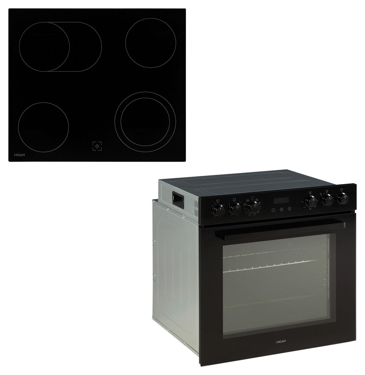 Mican Einbauherdset HSHDB73S schwarz B/H/T: ca. 59,5x59,5x57,5 cm HSHDB73S - schwarz (59,50/59,50/57,50cm) - Mican