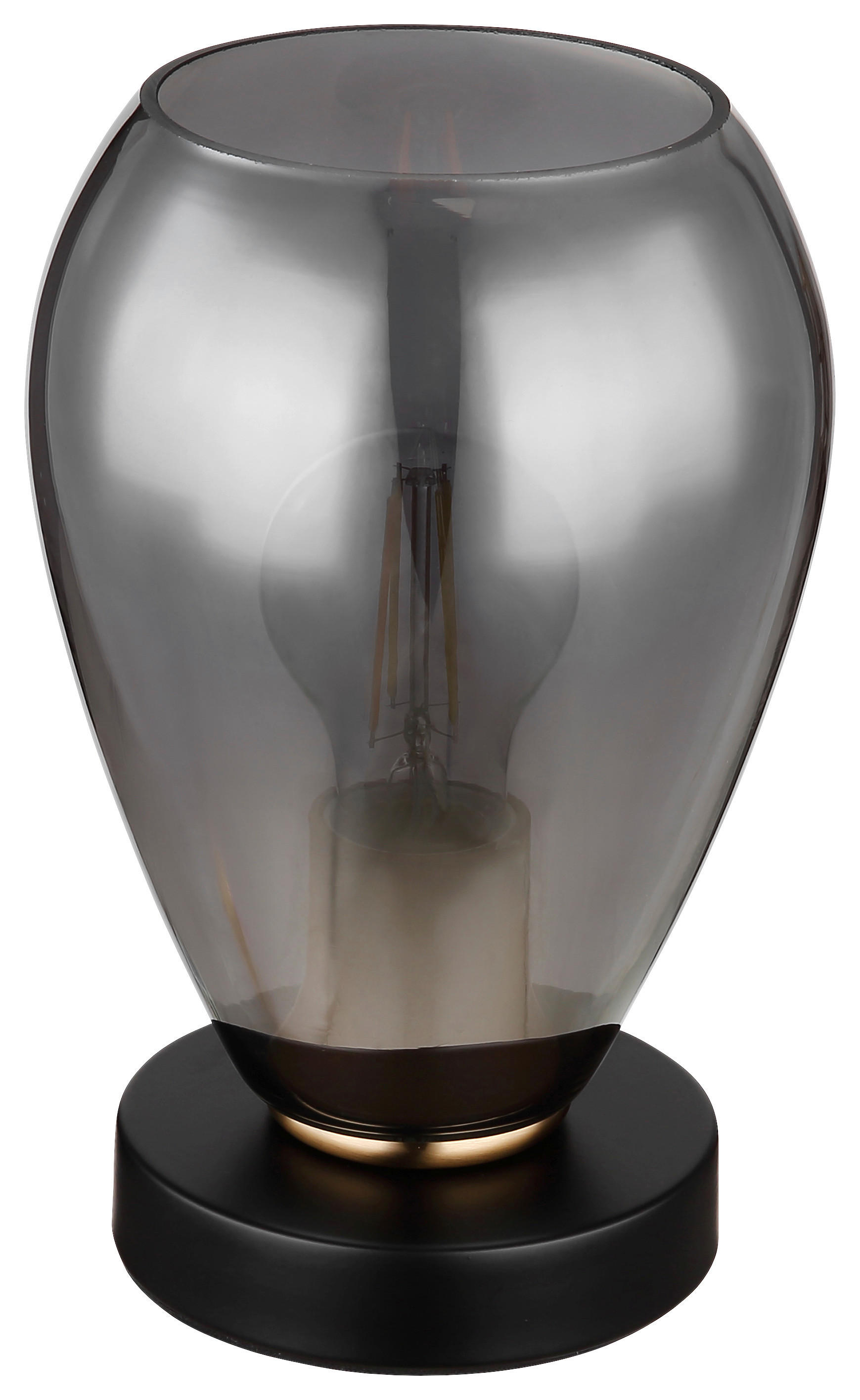 GLOBO Tischleuchte Rauch mattschwarz Glas Metall H/D: ca. 23,5x15 cm E27 1 Brennstellen FANNI - mattschwarz/Rauch (15,00/23,50cm) - GLOBO
