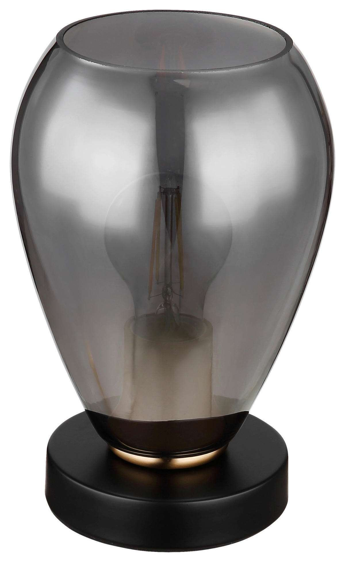 GLOBO Tischleuchte Rauch mattschwarz Glas Metall H/D: ca. 23,5x15 cm E27 1 Brennstellen FANNI - mattschwarz/Rauch (15,00/23,50cm) - GLOBO