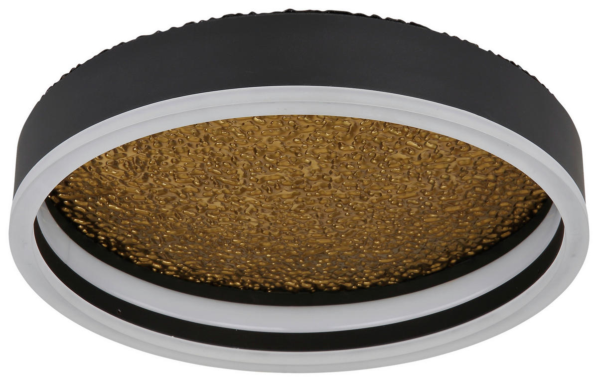 GLOBO LED-Deckenleuchte 48460-24 Hedi Opal gold schwarz weiß Metall Acryl Silikon H/D: ca. 7,5x30 cm 1 Brennstellen Hedi - gold/weiß (30,00/7,50cm) - GLOBO