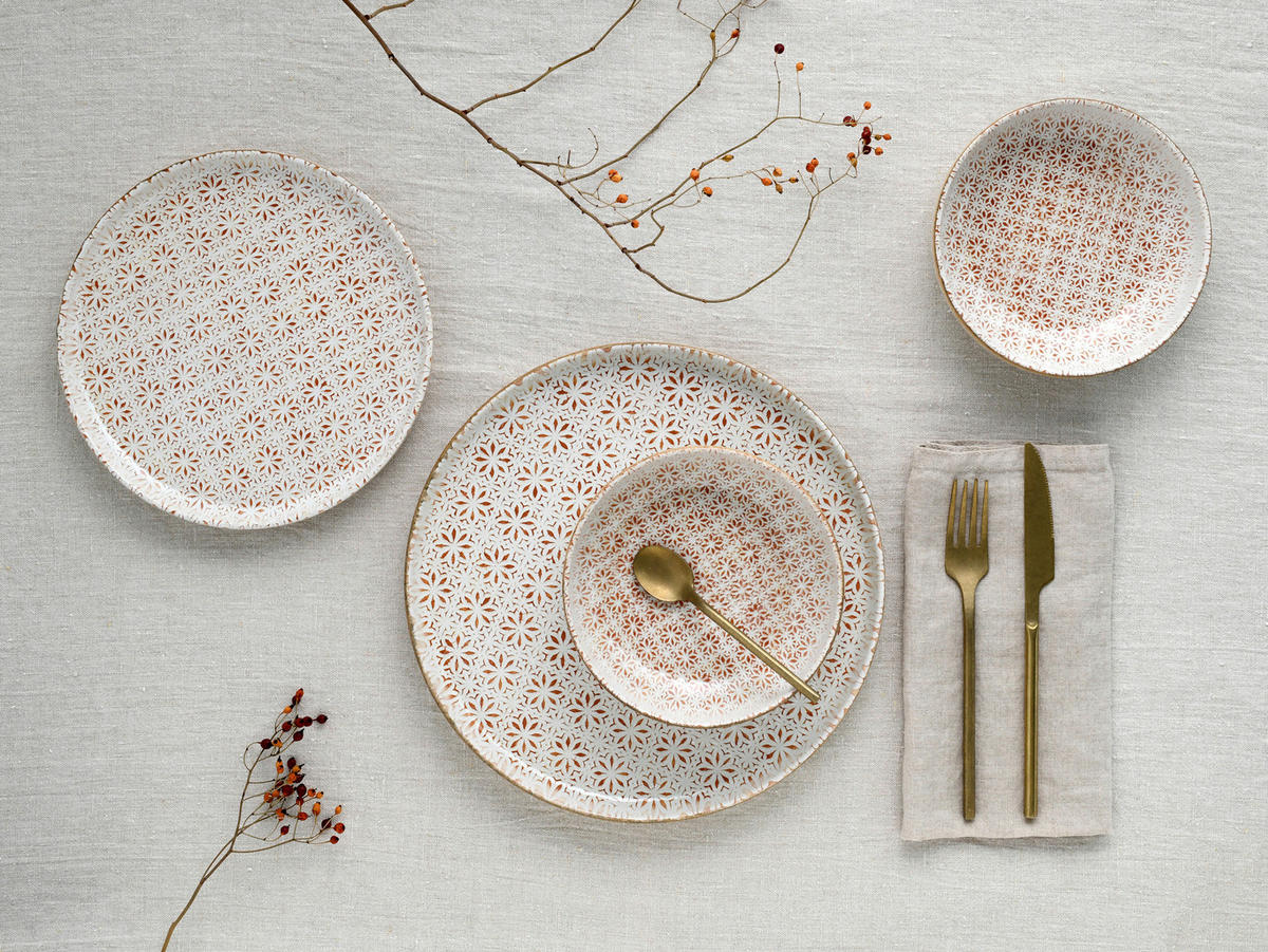 CreaTable Tafelservice Uno Emiliana rot Steinzeug 12 tlg. Uno Emiliana - rot - CreaTable