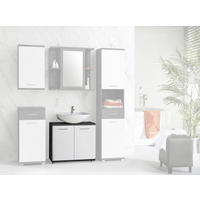 Waschbeckenunterschrank  Beton dunkel Optik weiß Hochglanz B/H/T: ca. 69,9x62x28,9 cm Champ_Waschbeckenunterschrank - weiß (69,90/62,00/28,90cm)