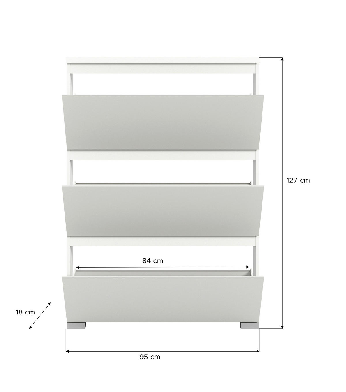 Schuhschrank Shoelove weiß grau B/H/T: ca. 95x130x18 cm Shoelove - weiß/grau (95,00/130,00/18,00cm) - xonox.home