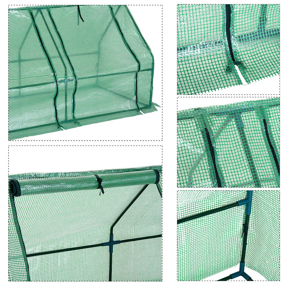 Outsunny Gewächshaus B/H/L: ca. 90x90x270 cm Gewächshaus 01-0469 - grün/transparent (270,00/90,00/90,00cm) - Outsunny