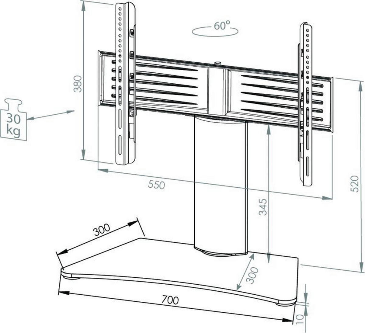 VCM Standfuß Tisch Standfuß schwarz Tisch Standfuß Windoxa - schwarz (70,00/56,00/30,00cm) - VCM