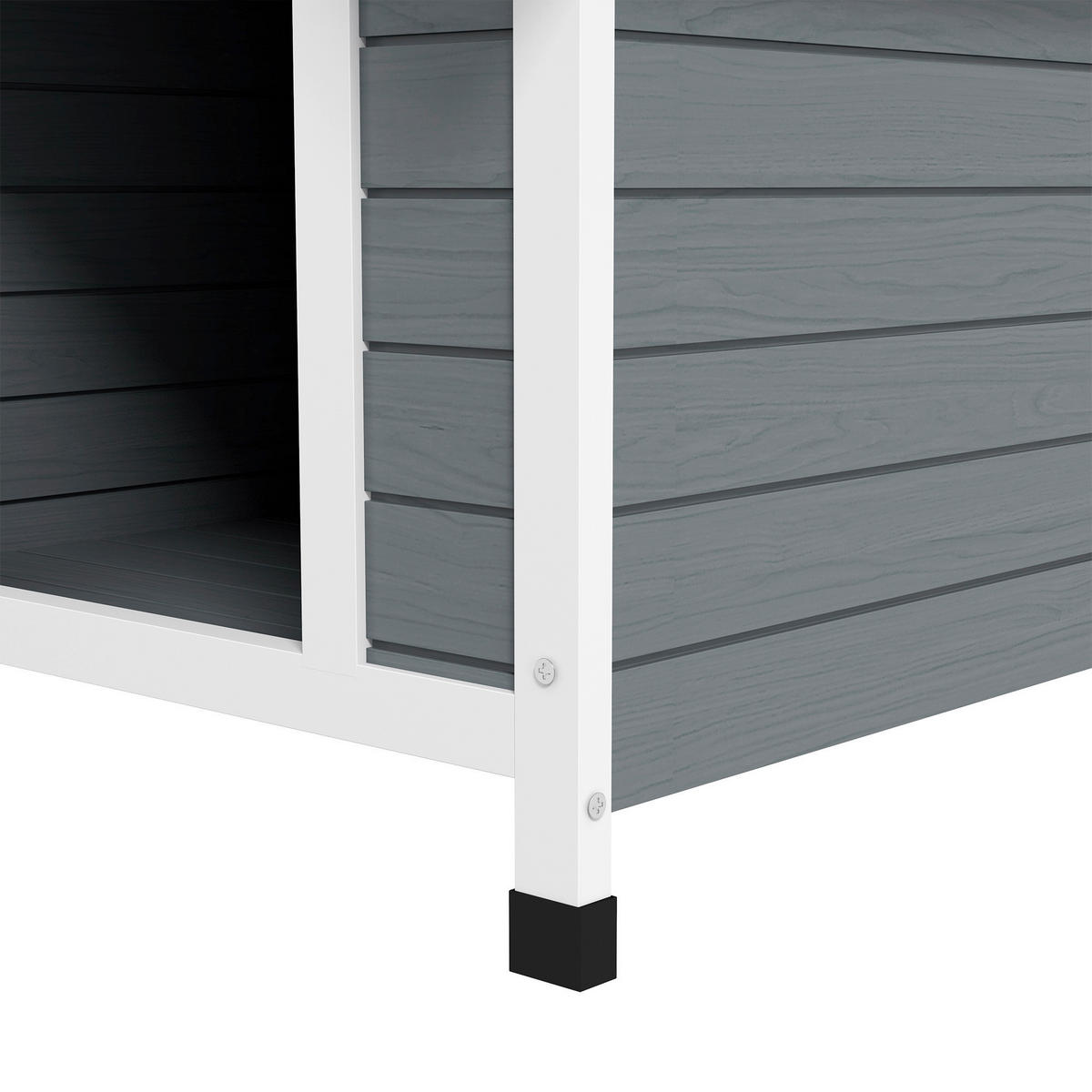 PawHut Hundehütte grau Kunststoff B/H/L: ca. 88x82x75 cm Hundehütte - grau (75,00/88,00/82,00cm) - PawHut