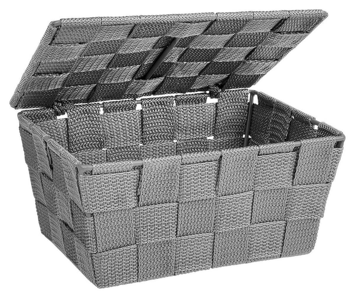 Badkorb grau Kunststoff B/H/L: ca. 19x10x14 cm Badkorb_Adria_mit_Deckel grau - grau (14,00/19,00/10,00cm) - Wenko