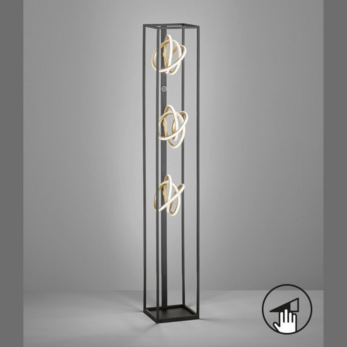 Fischer & Honsel LED-Stehleuchte 40286 weiß gold schwarz Silikon Metall B/H/T: ca. 20x130x20 cm 3 Brennstellen Gisi - gold/weiß (20,00/130,00/20,00cm) - Fischer & Honsel
