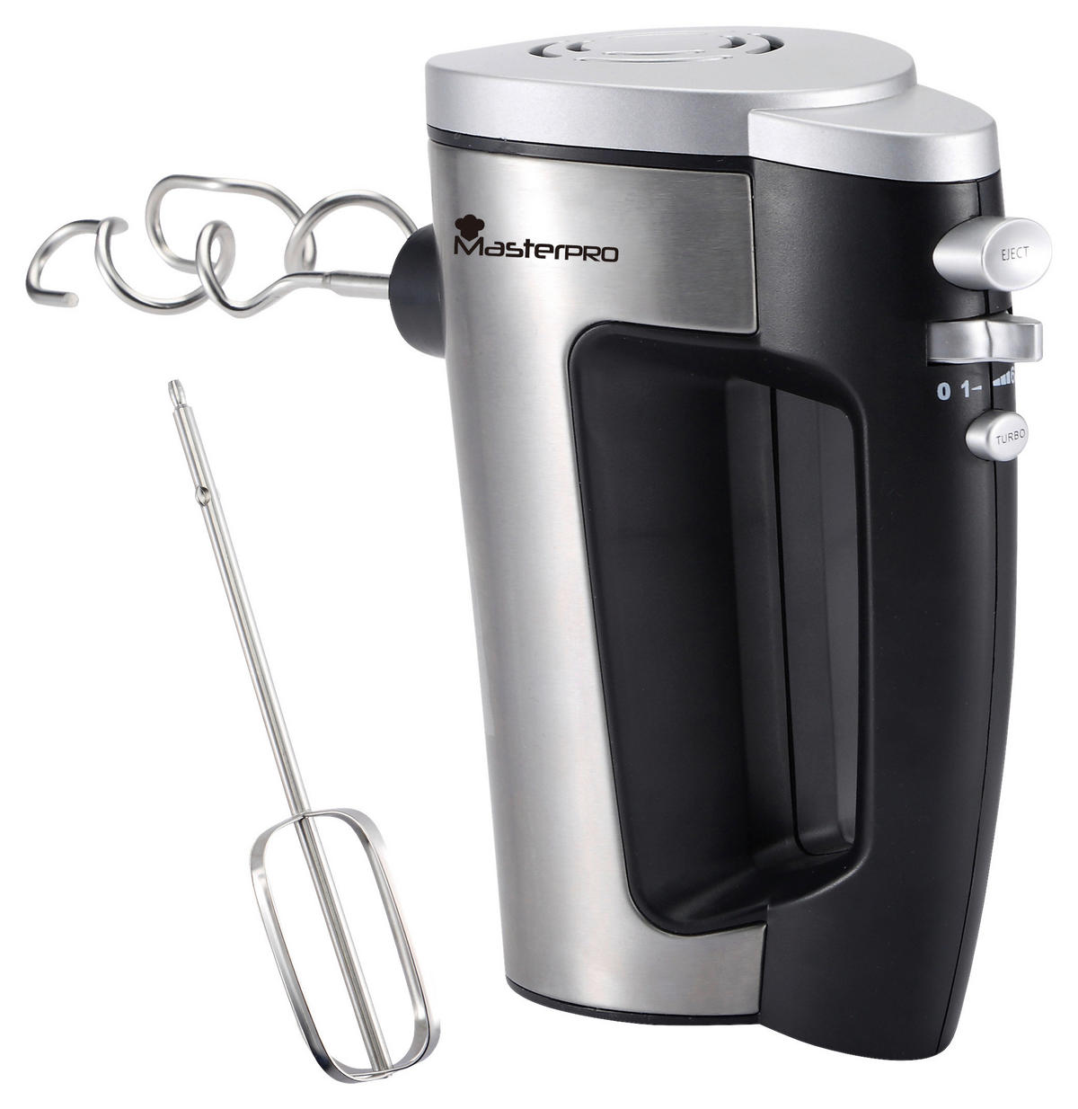 MASTERPRO Handmixer BGMP-9062 Foodies schwarz silber Edelstahl Kunststoff B/H/T: ca. 11x16x22 cm Foodies BGMP-9062 - schwarz/silber (11,00/16,00/22,00cm) - MASTERPRO