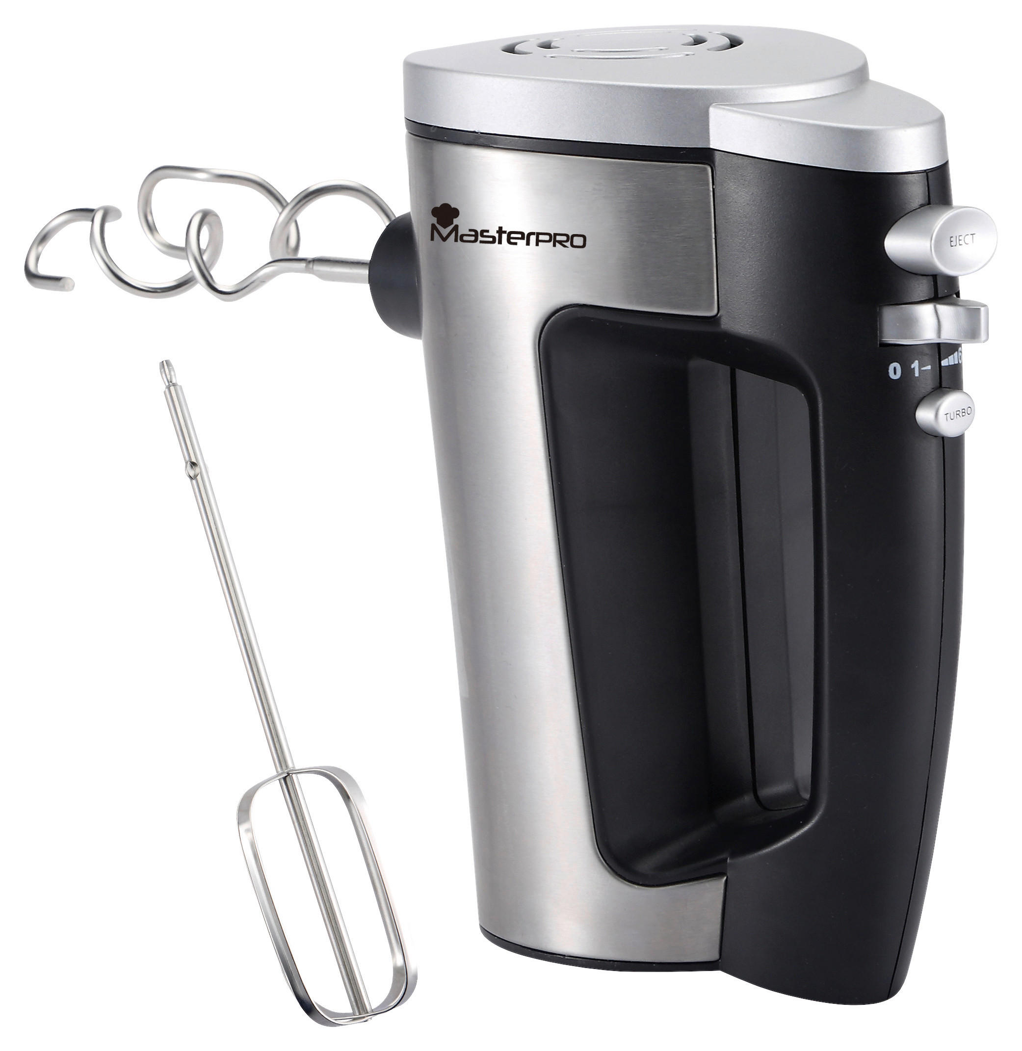 MASTERPRO Handmixer BGMP-9062 Foodies schwarz silber Edelstahl Kunststoff B/H/T: ca. 11x16x22 cm