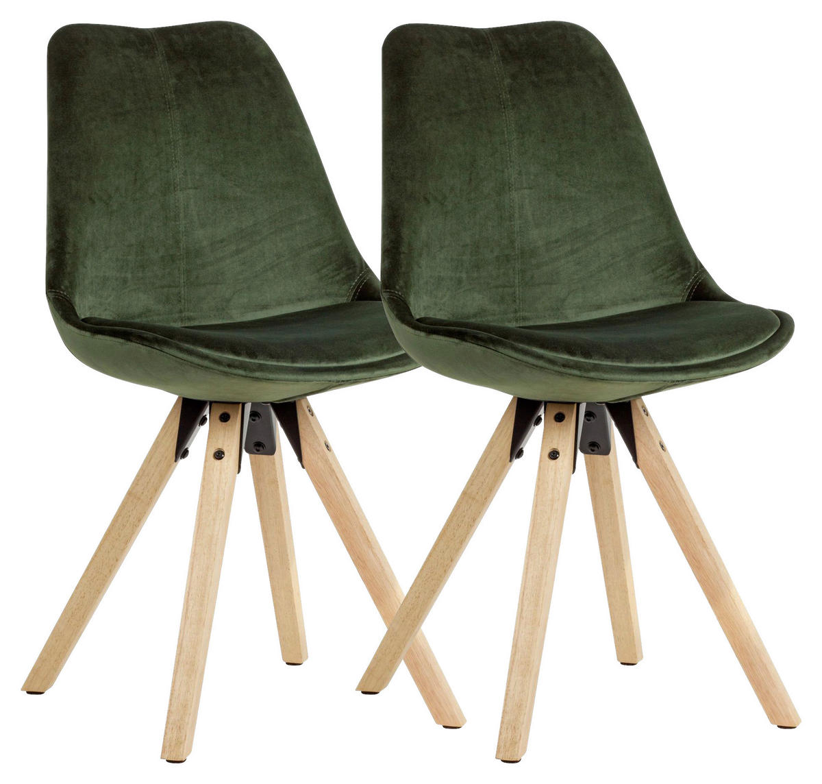 Stuhl 2er-Set grün Samt Echtholz B/H/T: ca. 49x87x52 cm ▷ online bei POCO  kaufen