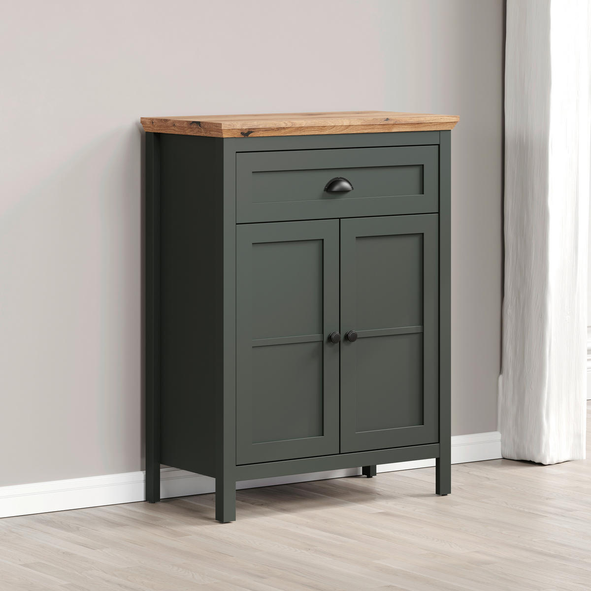 Kommode Stanton tannengrün Eiche Evoke Coast Nachbildung B/H/T: ca. 77x102x39 cm Stanton - Eiche/tannengrün (77,00/102,00/39,00cm)