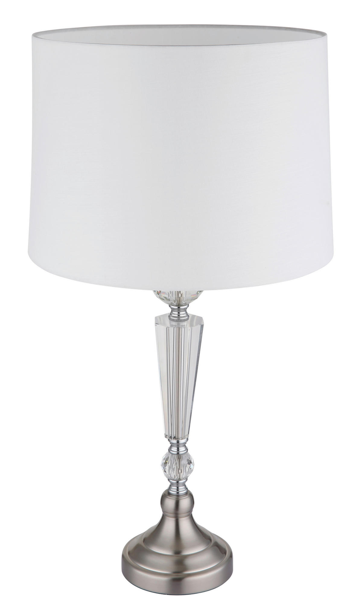 GLOBO Tischleuchte ARRO 24146W nickel weiß Metall Textil Kunststoff H/D: ca. 66x35 cm E27 1 Brennstellen ARRO - nickel/weiß (35,00/66,00cm) - GLOBO