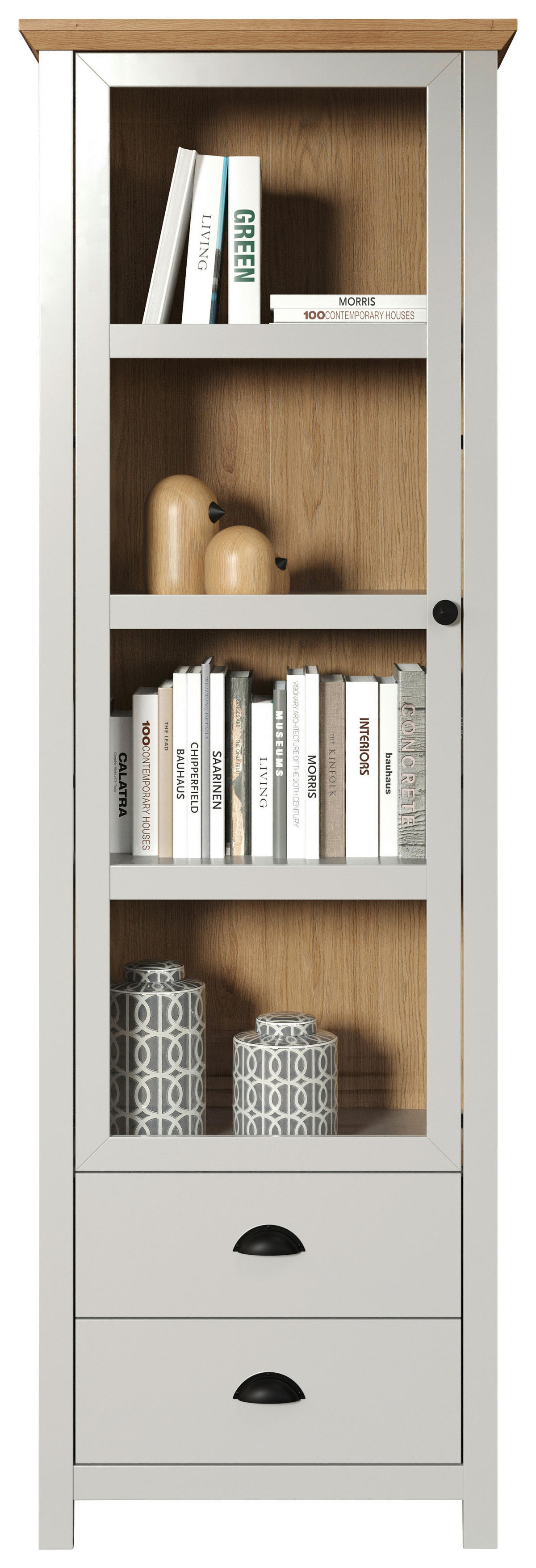 Standvitrine Landside Lichtgrau Eiche Artisan Nachbildung B/H/T: ca. 65x201x41 cm Landside - Lichtgrau/Eiche (65,00/201,00/41,00cm) - Trendteam