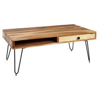 Couchtisch natur schwarz B/H/T: ca. 110x40x60 cm Couchtisch - natur/schwarz (110,00/40,00/60,00cm) - Wohnling
