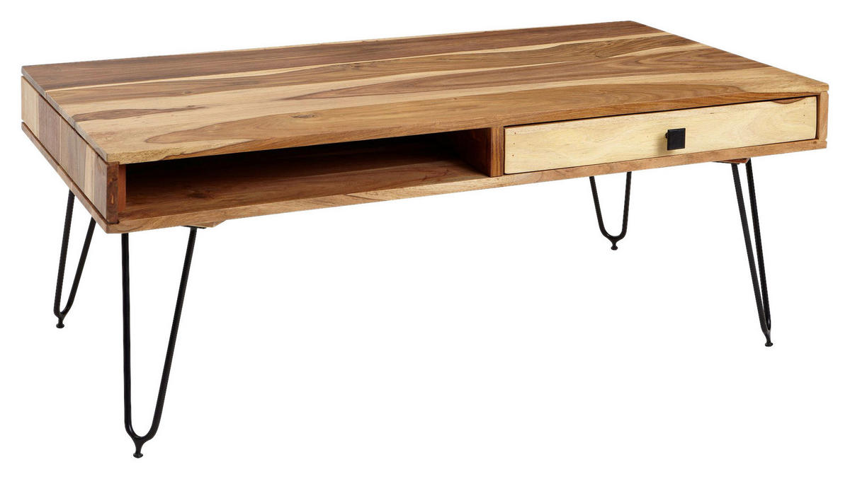 Couchtisch natur schwarz B/H/T: ca. 110x40x60 cm Couchtisch - natur/schwarz (110,00/40,00/60,00cm) - Wohnling