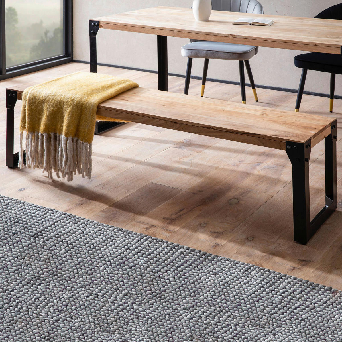 Sitzbank braun B/H/T: ca. 180x45x40 cm Esszimmerbank - braun (180,00/45,00/40,00cm) - Wohnling