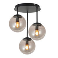Deckenleuchte schwarz Rauch Metall Glas H/D: ca. 42x34,5 cm E14 3 Brennstellen Deckenleuchte_Space_III - schwarz/Rauch (34,50/42,00cm)