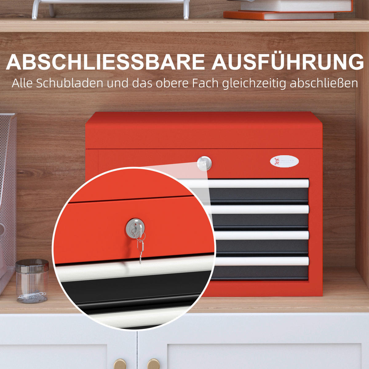 B/H/L: ca. 24,5x45x32,5 cm Werkzeugkasten - rot (32,50/24,50/45,00cm) - DURHAND