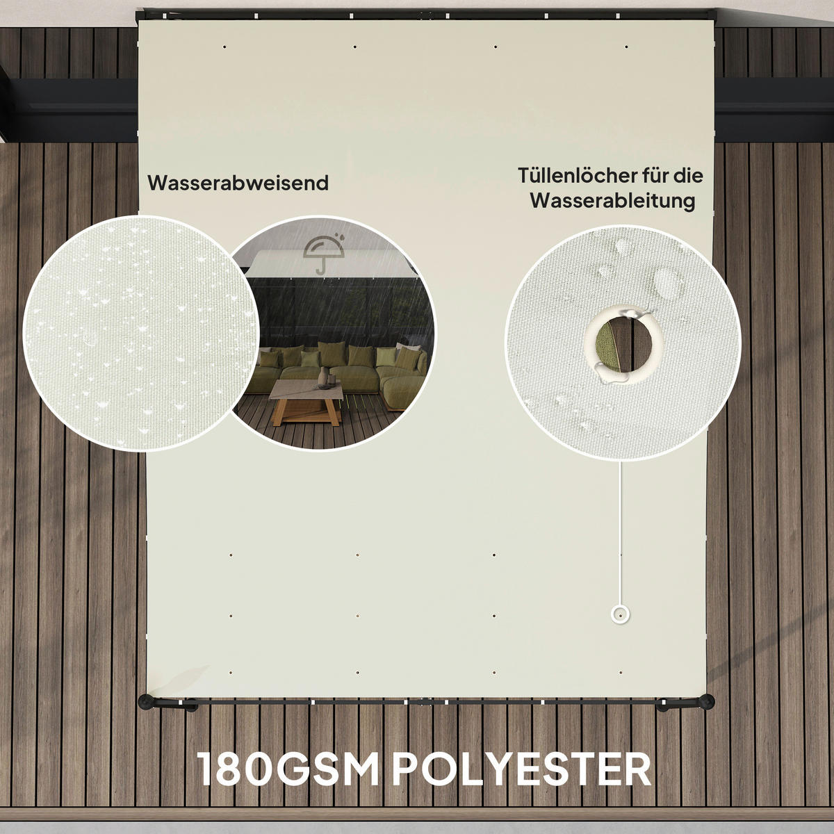 Outsunny Anbaupavillon cremeweiß Metall B/H/L: ca. 298x250x248 cm Anbaupavillon - cremeweiß (248,00/298,00/250,00cm) - Outsunny