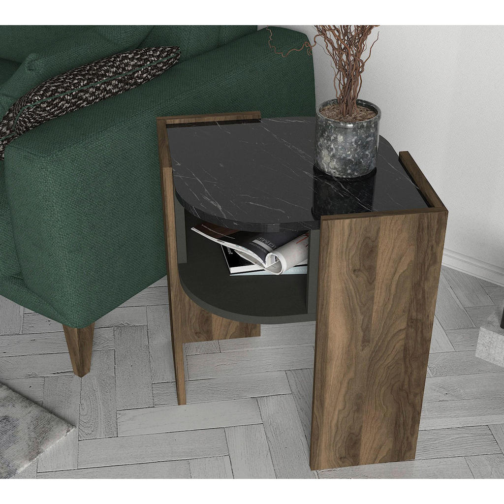 Thumbnail - Beistelltisch Marbel walnuss Nachbildung Marmor Optik Spanplatte B/H/T: ca. 47,6x60x22 cm
