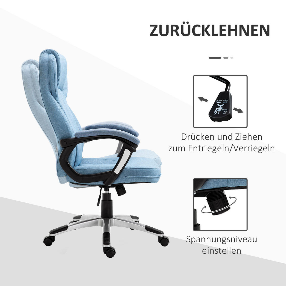 Drehstuhl 921-175 hellblau 921-175 - hellblau (66,00/120,00/75,00cm) - Vinsetto