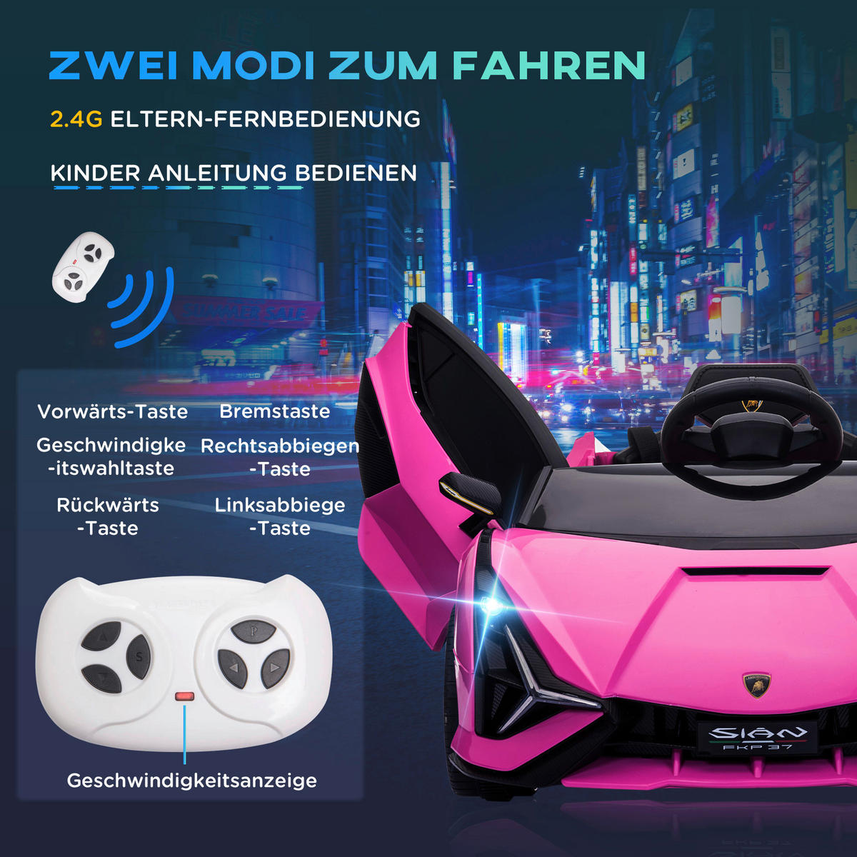 HOMCOM Kinder-Elektroauto rosa B/H/L: ca. 62x40x108 cm Kinder-Elektroauto - rosa (108,00/62,00/40,00cm) - HOMCOM