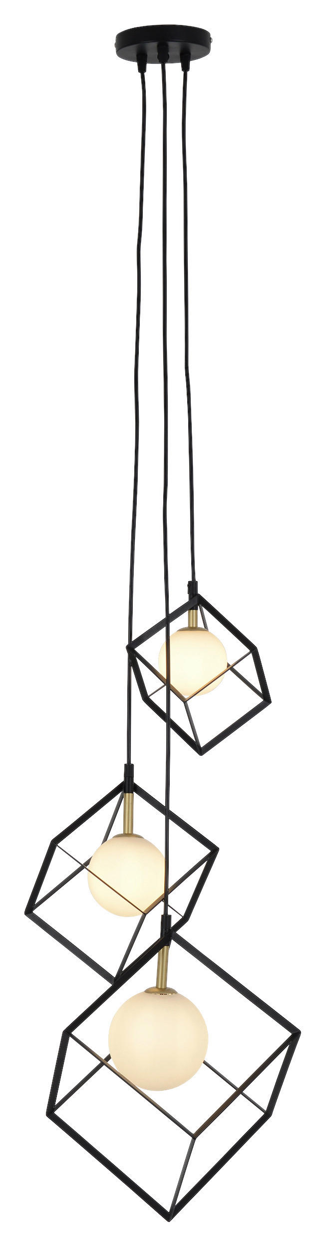 Näve Leuchten Pendelleuchte 7083022 schwarz Metall Glas B/H/T: ca. 40x147x40 cm G9 3 Brennstellen Cadre - schwarz (40,00/147,00/40,00cm) - Näve Leuchten