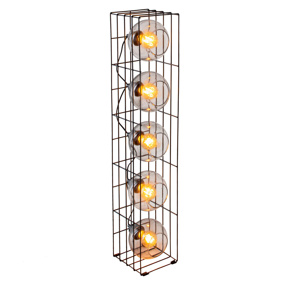 Näve Leuchten Stehleuchte 2084222 schwarz Glas Metall B/H/T: ca. 18x95x18 cm 5 Brennstellen Cesta - schwarz (18,00/95,00/18,00cm) - Näve Leuchten