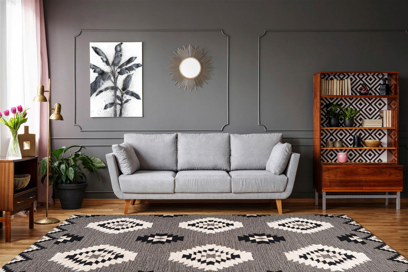 Arte Espina Kurzflorteppich Ethnie 425 grau B/H/L: ca. 120x1x170 cm Ethnie 425 - grau (170,00/120,00/1,00cm) - Arte Espina