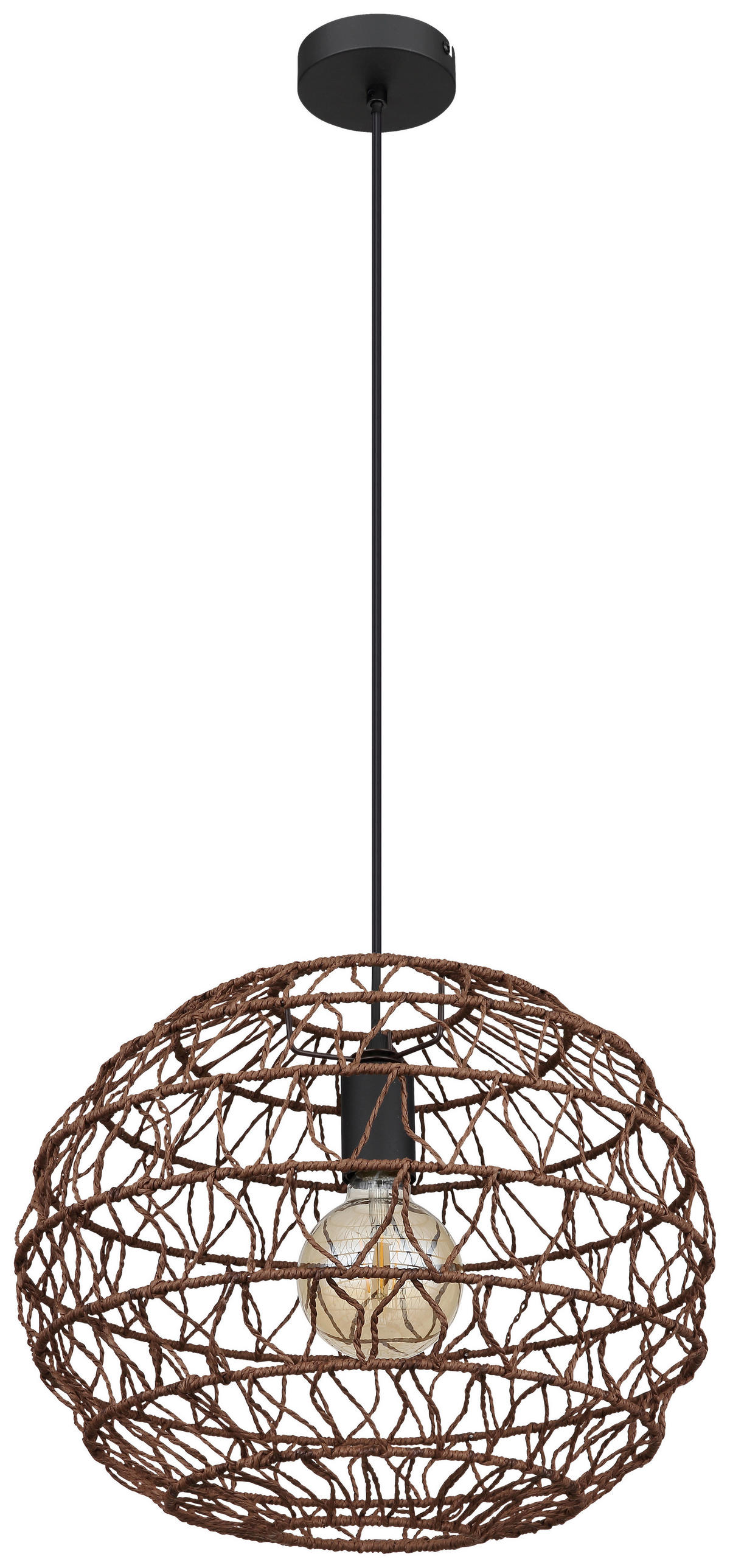 GLOBO Pendelleuchte schwarz mattschwarz Metall Papier H/D: ca. 120x39 cm E27 1 Brennstellen SENNI - schwarz/mattschwarz (39,00/120,00cm) - GLOBO