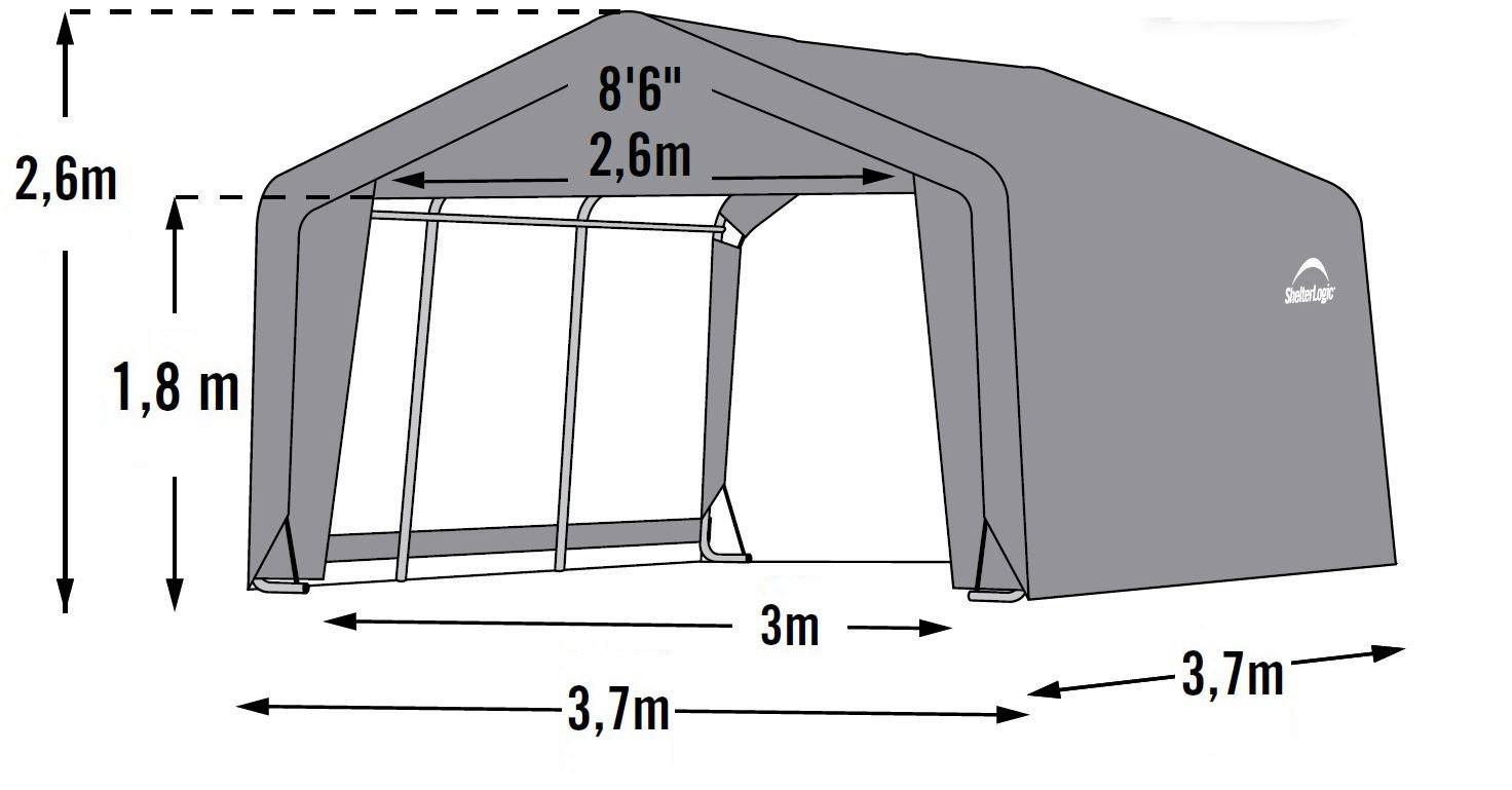 ShelterLogic Gartenhaus Shed-in-a-Box grau B/H/L: ca. 370x260x370 cm Shed-in-a-Box - grau (370,00/370,00/260,00cm) - ShelterLogic