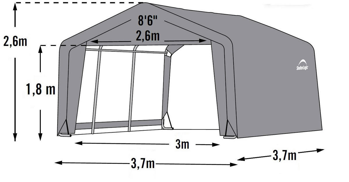 ShelterLogic Gartenhaus Shed-in-a-Box grau B/H/L: ca. 370x260x370 cm Shed-in-a-Box - grau (370,00/370,00/260,00cm) - ShelterLogic