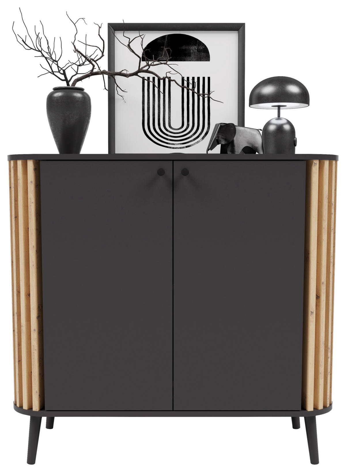 Kommode PURE grau Eiche Artisan Nachbildung B/H/T: ca. 92x87,5x40 cm PURE - Eiche/grau (92,00/87,50/40,00cm) - xonox.home