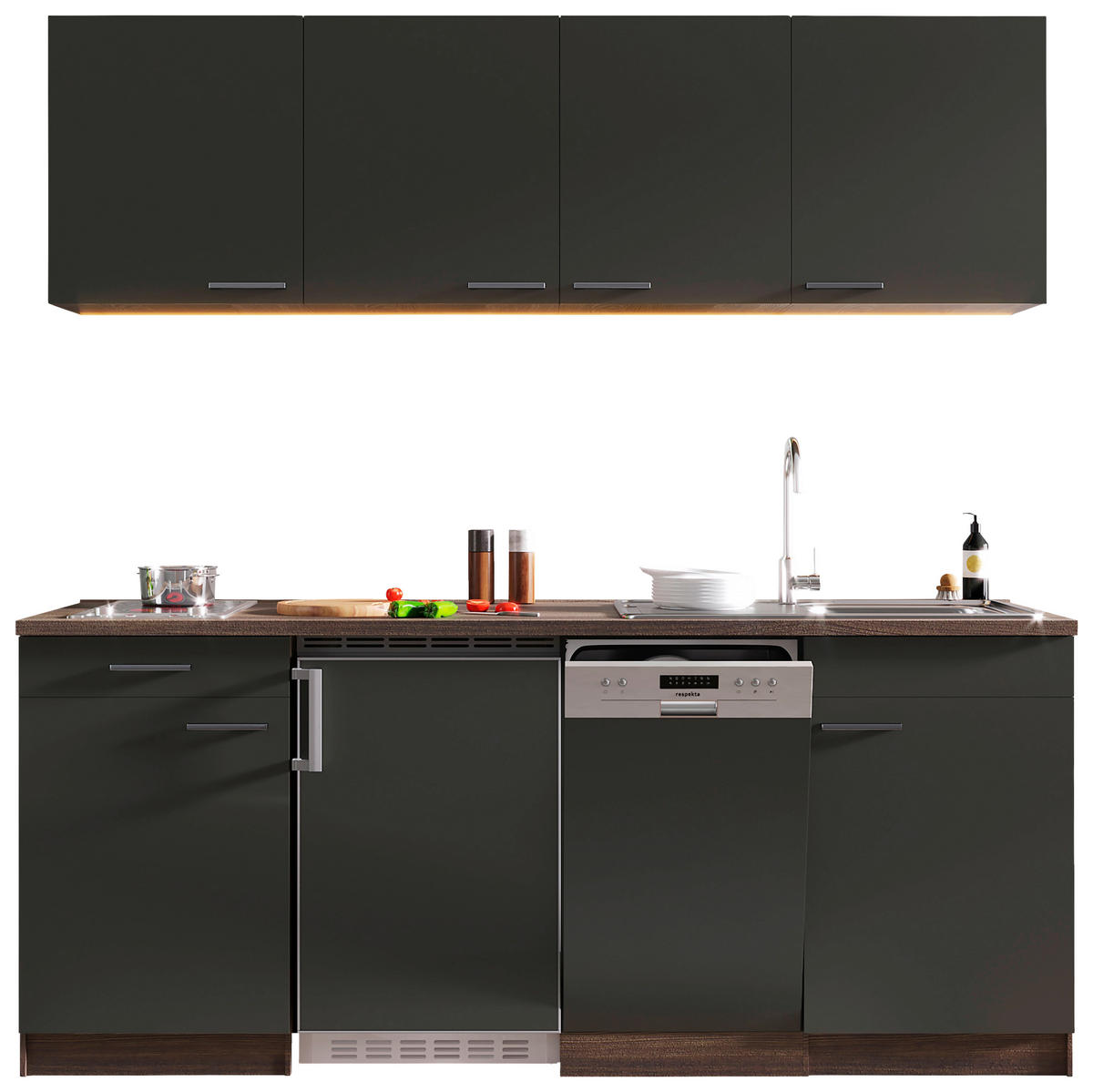 Respekta Küchenblock Economy grau matt B/H/T: ca. 195x200x60 cm Economy - Eiche/grau (195,00/200,00/60,00cm) - Respekta