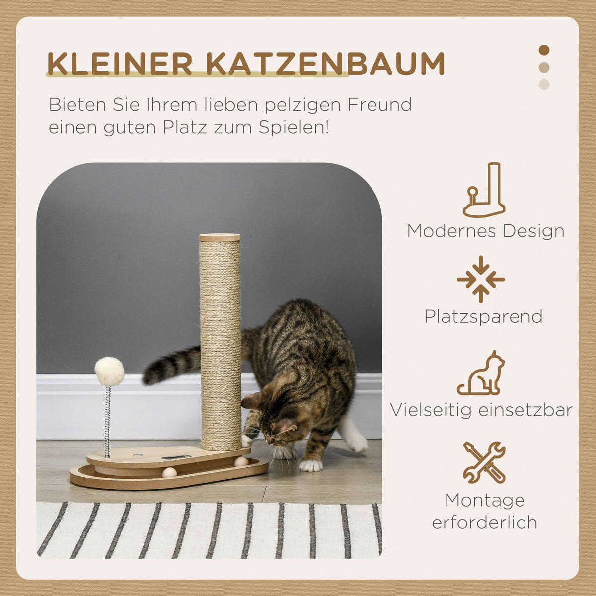 PawHut Kratzbaum Eiche Spanplatte B/H/L: ca. 23x40x35 cm Kratzbaum - Eiche (35,00/23,00/40,00cm) - PawHut